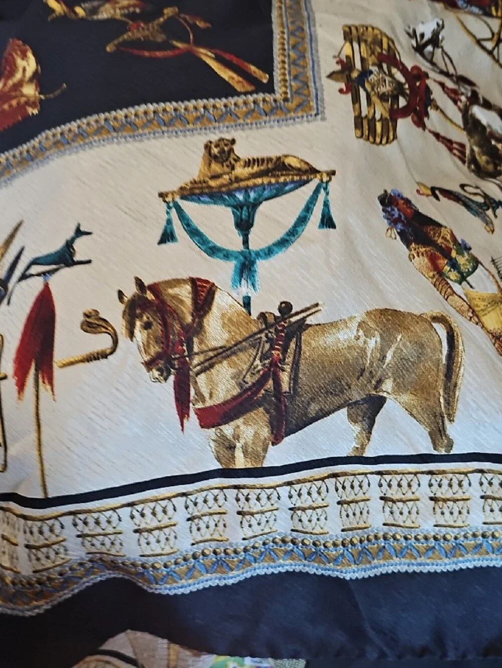 Pierangelo Masciadri 100% Silk Egyptian Revival Scarf Made in Italy 38x39